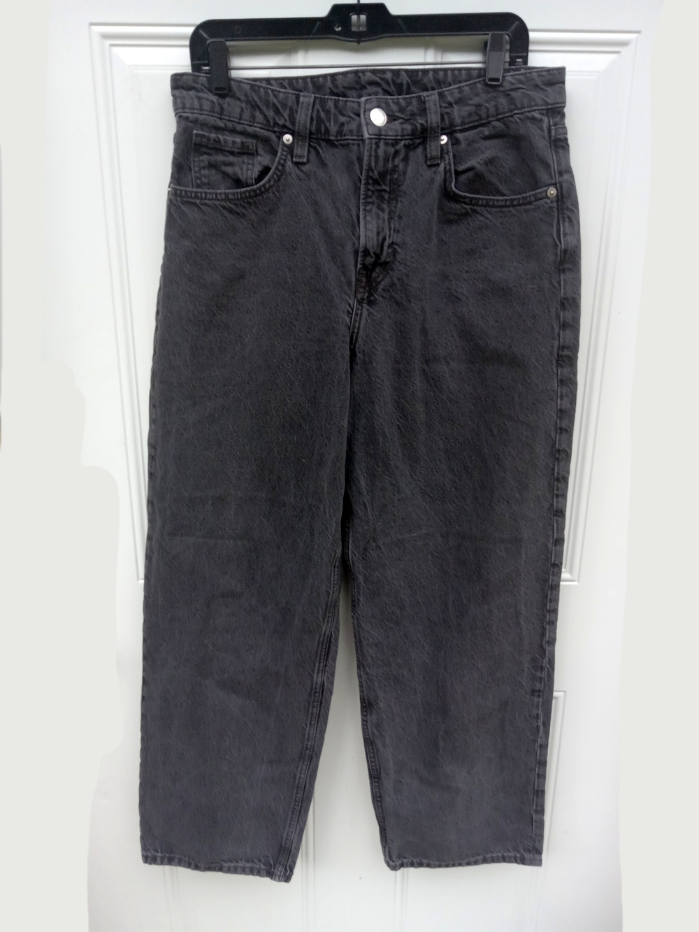 H&M Low Rise Super Baggy Black Loose Fit Jeans Size 6